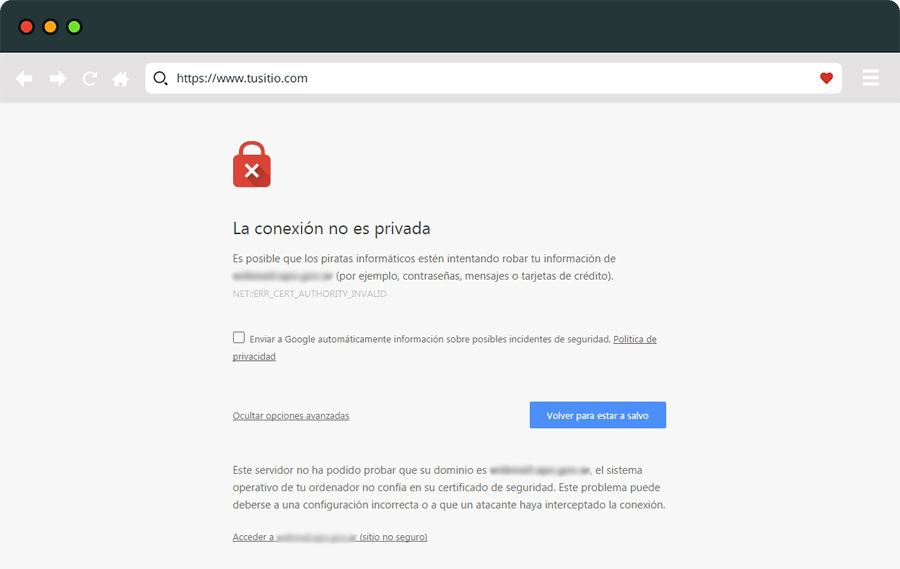 Advertencia de conexión sin privacidad - La Tutoría
