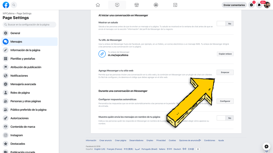 Agregar Messenger a tu sitio web - La Tutoría