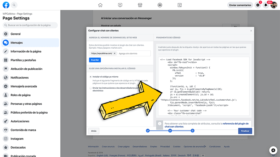 Código para integrar el chat de Facebook a WordPress - La Tutoría