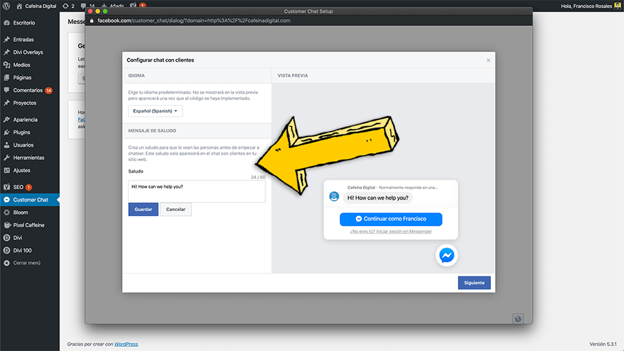 Configura tu chat de Facebook