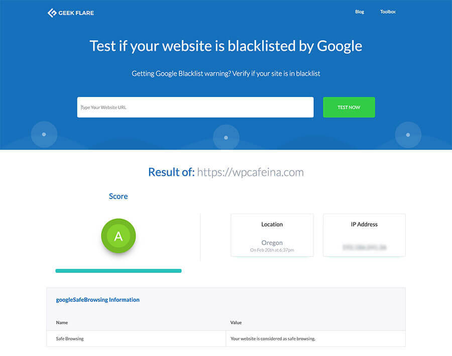 Lista negra de sitios infectados