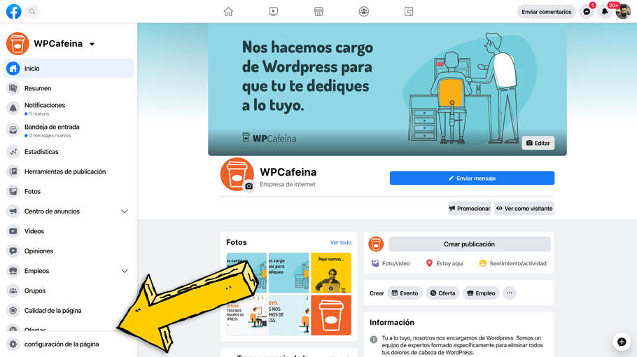 Configuración de la página de Facebook - La Tutoría