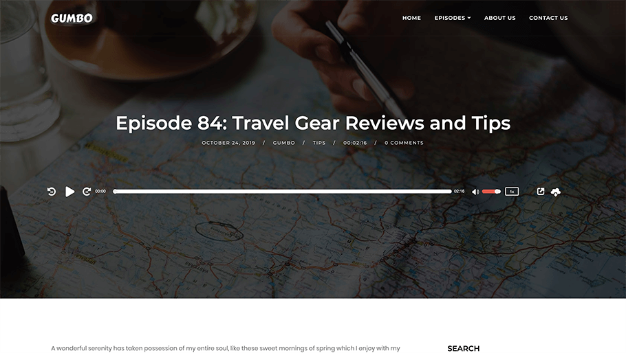 Plantillas de WordPress para podcasts: Gumbo - La Tutoría