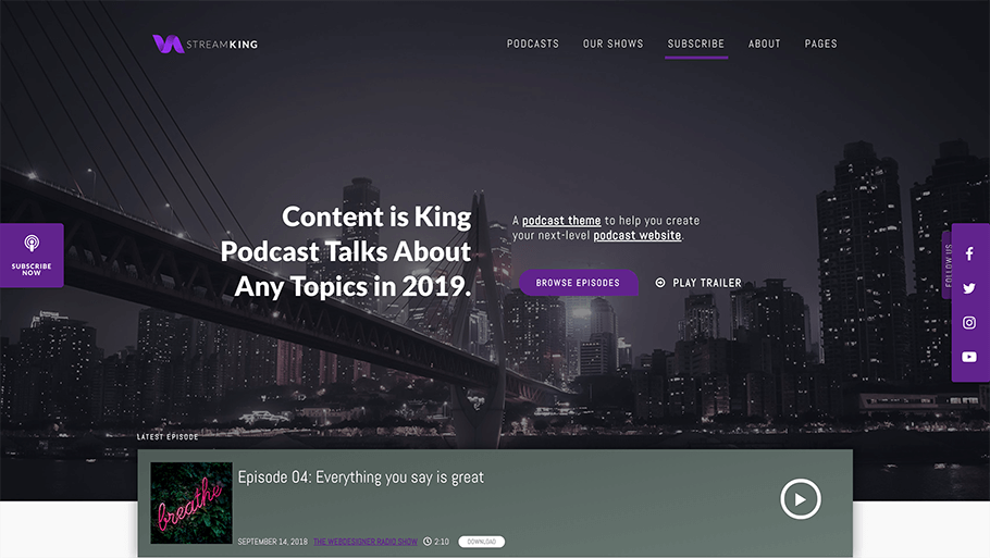 Plantillas de WordPress para podcasts: Streamking - La Tutoría