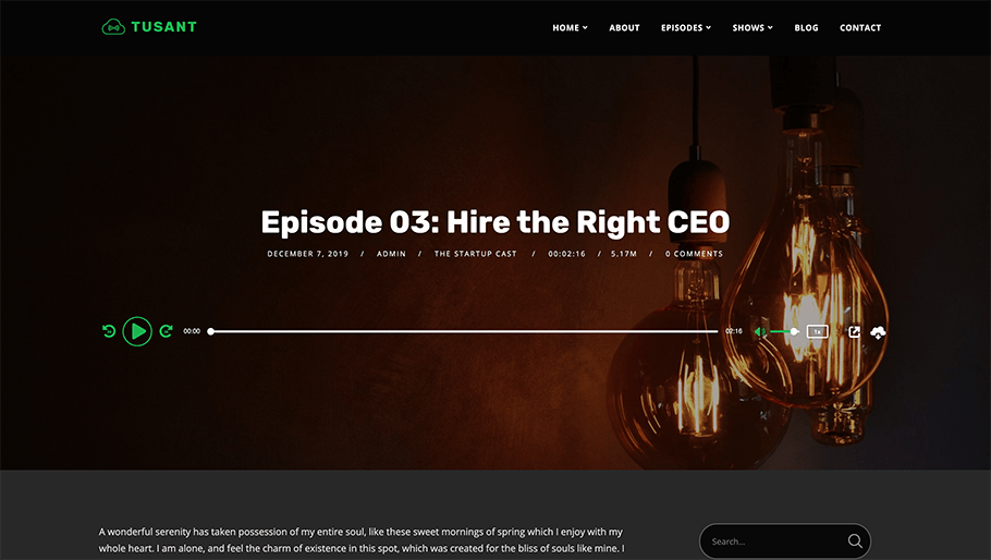 Plantillas de WordPress para podcasts: Tusant - La Tutoría