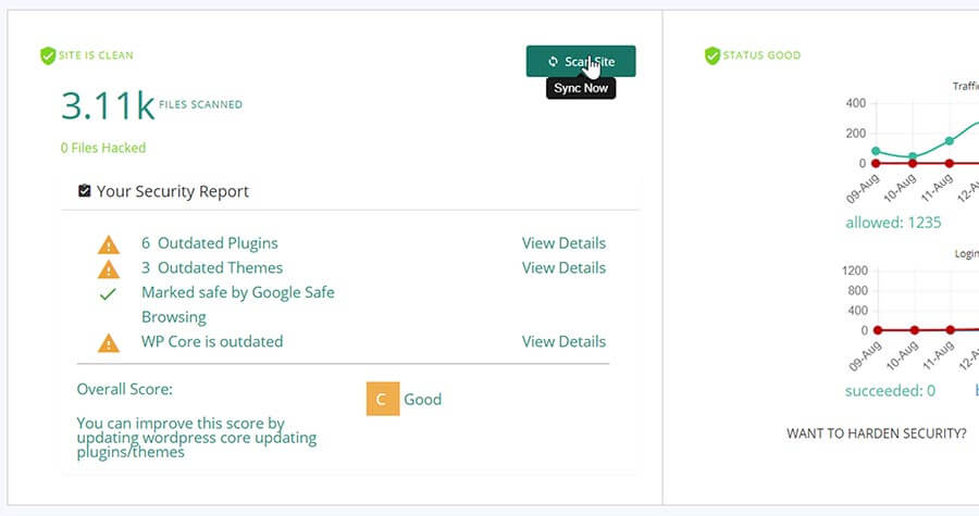 Rastreo de seguridad de Malcare