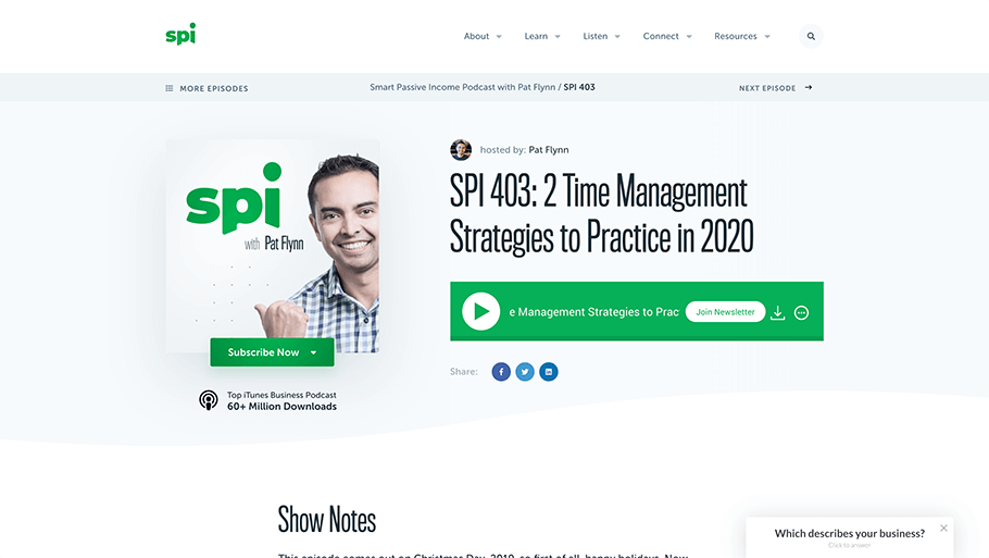 Wordpress para podcasts - Sitio de Smart Passive Income